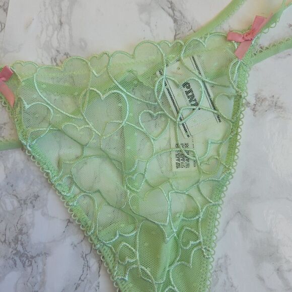 2 Pink VS Mesh Thong V String Panty M L - Picture 3 of 8